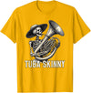 Brass Bone Threads Tuba Skinny Skeleton Jazz Band Vintage Music Graphic Tee T-Shirt - Golden Yellow