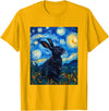 Bunny Rabbit Van Gogh Style Starry Night Cute Graphic T-Shirt in Golden Yellow