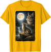 Funny Bunny Art Design Rabbit Howling at the Moon T-Shirt in Golden Yellow