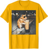 Hamster Drinking Iced Coffee Funny Animal Meme Men Women T-Shirt - Golden Yellow