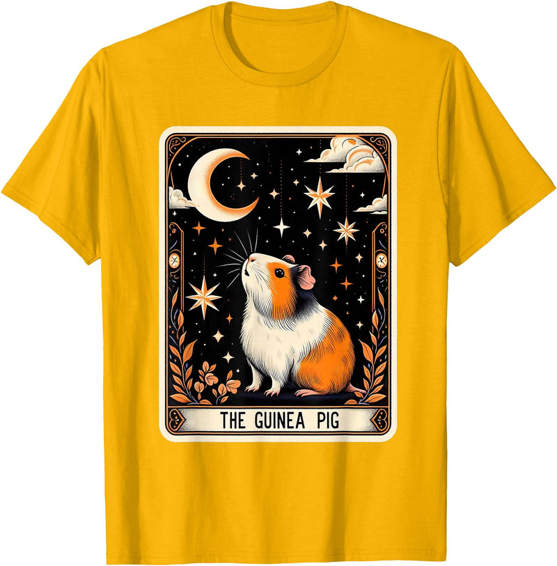 The Guinea Pig Tarot Card Women Men Kids Stars with Moon T-Shirt - Golden Yellow