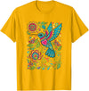 FolkFlight Design Co Bird Hummingbird Floral Folk-Art Colorful T-Shirt - Golden Yellow