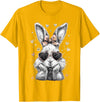 Funny Bunny Face Glasses Bandana Pink Rabbit Happy Easter T-Shirt in Golden Yellow