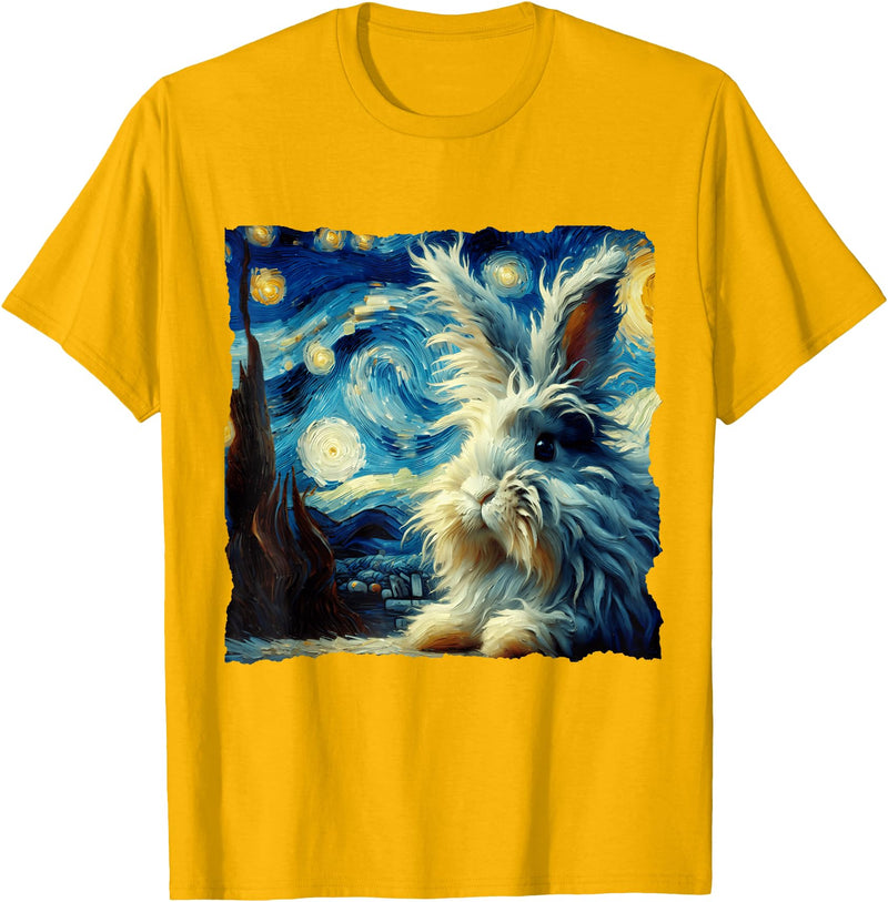 Lionhead Rabbit Starry Night T-Shirt in Golden Yellow