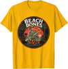 Summer Halloween Spooky Tee Co Halloween Skeleton Spooky Beach Surfer - Summer Halloween T-Shirt - Golden Yellow