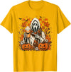 Halloween Pumpkin Ghost Autumn Leaves Graphic Cute Spooky Ghost Fall Halloween Coffee Latte Autumn Pumpkin T-Shirt - Golden
