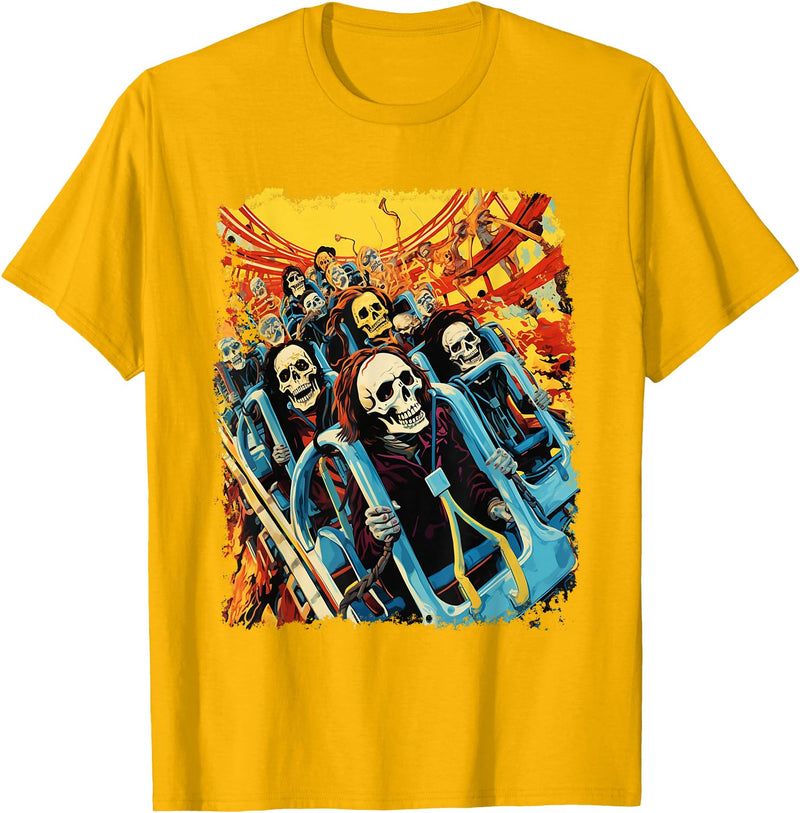 Amortuus Skeleton Roller Coaster T-Shirt - Golden Yellow