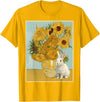 Sunflower Vase White Rabbit Fine Art Cute Bunny Lover T-Shirt in Golden Yellow
