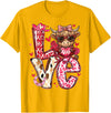 Highland Cow Valentine Tees Love Western Highland Cows Valentine Cowgirl Hat T-Shirt - Golden Yellow