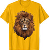 Lion's Strength Apparel Lion Head Majestic Mane Detailed Art Powerful Strong Lion T-Shirt - Golden Yellow