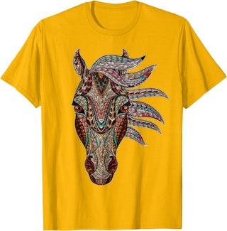 Horse Art Studios Horse Tribal Abstract Art Native American Style T-Shirt - Golden Yellow