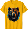Forest Animal Art Bear Portrait Splash Forest Artwork Animal Lovers Motif T-Shirt - Golden Yellow