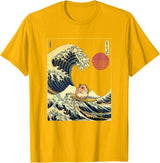 Hamster Kanagawa Wave Funny Surf Animal T-Shirt - Golden Yellow