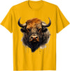 Safari Animal Art Buffalo Animal Print Portrait Bison Nature Artwork T-Shirt - Golden Yellow