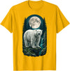 Polar Wilderness Fan Wildlife Lover Polar Bear Full Moon Night Forest Wildlife Nature Lover T-Shirt - Golden Yellow