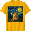 Hamster Starry Night Van Gogh Art for Men Women Kids T-Shirt - Golden Yellow