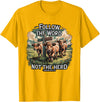 Highland Cow Bible Verse Western Farm Faith Follow the Word Not the Herd Christian Highland Cow Farm T-Shirt - Golden Yellow