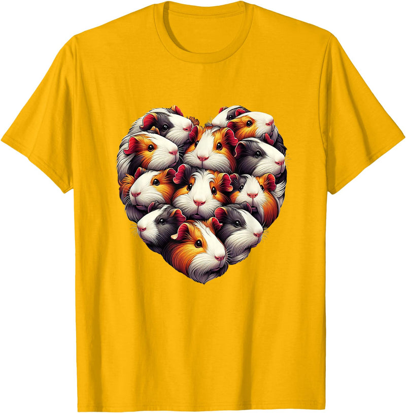 Guinea pigs Artwork Co by MNI Guinea pigs Love Heart of Kids women Teen Girls T-Shirt - Golden Yellow