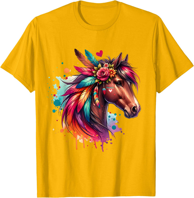 Unique Horse Gifts for Horse Lovers Horses Girls Women Rider Riding Horse Lovers Horse T-Shirt - Golden Yellow