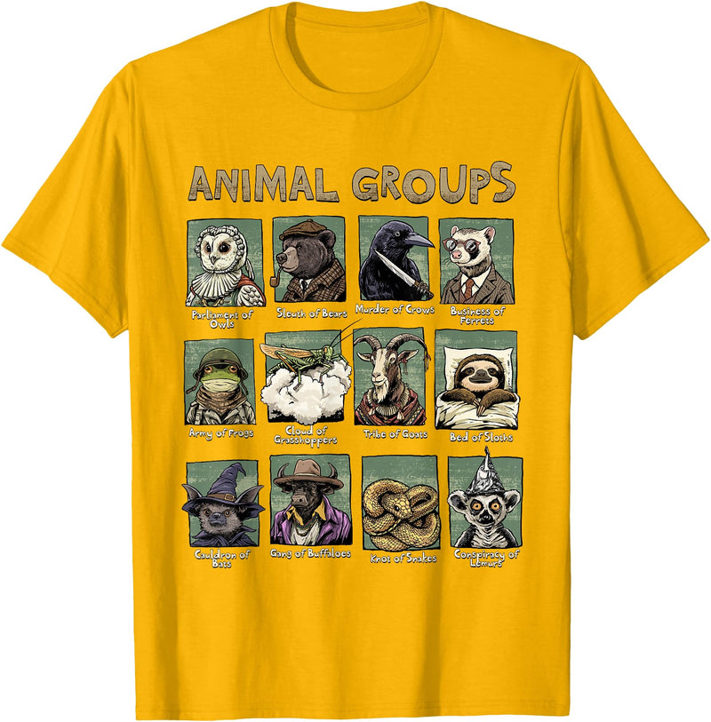 Animal Groups Unveiled - Educational Wildlife Design Rabbit T-Shirt in Golden Yellow