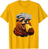 Retro Bear with Cheese for Boys Funny Animal humor Retro Bear Eating Cheese with a Grater Hat T-Shirt - Golden Yellow