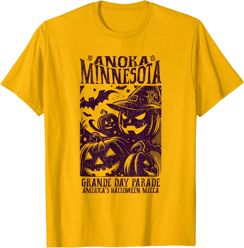 Fun Halloween Tees & Apparel Anoka Minnesota Since 1920 Grande Day Parade Halloween Mecca T-Shirt - Golden Yellow