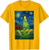 Farming UFO Llama Starry Night Painting Design Llama Alien UFO Abduction Starry Night Farmers T-Shirt - Golden Yellow