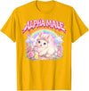 Cute Bunny Rainbow Floral Funny Gifts for Men Women Kid T-Shirt in Golden Yellow