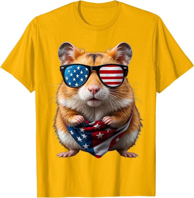 Hamster 4th Of July American Independence Day USA Patriotic T-Shirt - Golden Yellow