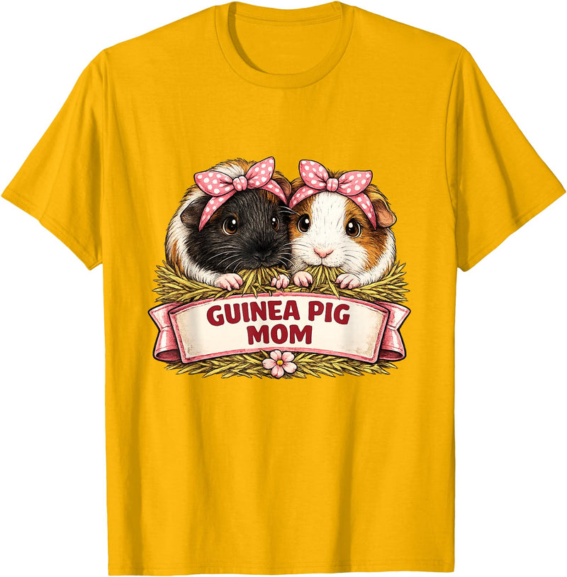 Cute Guinea Pig Mom Cavy Lover Apparel Co Guinea Pig Mom T-Shirt - Golden Yellow