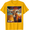 Longhorn Cow Shirts - Longhorn Cattle Gifts - Texas Cattle T-Shirt - Golden Yellow