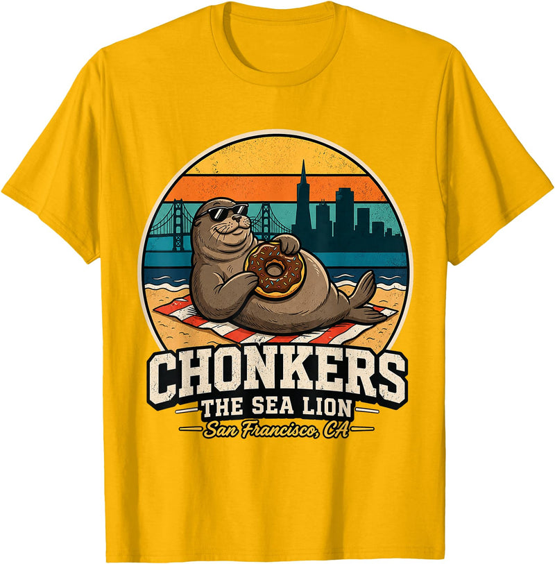 Chonkers The Sea Lion San Francisco Funny Seal Tee Chonkers The Sea Lion San Francisco Funny Seal T-Shirt - Golden Yellow