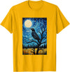 Bird Designs. Magpie Crow Raven Bird Van Gogh Style Starry Night Graphic T-Shirt - Golden Yellow