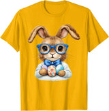 Vintage Easter Rabbit Cute Bunny with Bow Tie Boy Kid T-Shirt in Golden Yellow