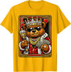Teddy Bear King and Queen Matching Couples Designs King of Hearts Hip Hop Dripped Out Teddy Bear Hustle Money T-Shirt - Golden Yellow