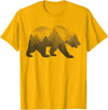 Dramabite Bear Double Exposure Surreal Wild Animals T-Shirt - Golden Yellow