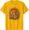 Cute and Funny Lions Graphic Designs. Lion Flower Floral Cute Men Women Kids T-Shirt - Golden Yellow