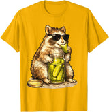 Pickle Munching Guinea Pig Designs Funny Guinea Pig Pickle Lover T-Shirt - Golden Yellow