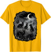 Midnight Woodland Rabbit Art Apparel Graphic Tees Creepy Black Rabbits Moonlit Forest Gothic Horror Halloween T-Shirt -