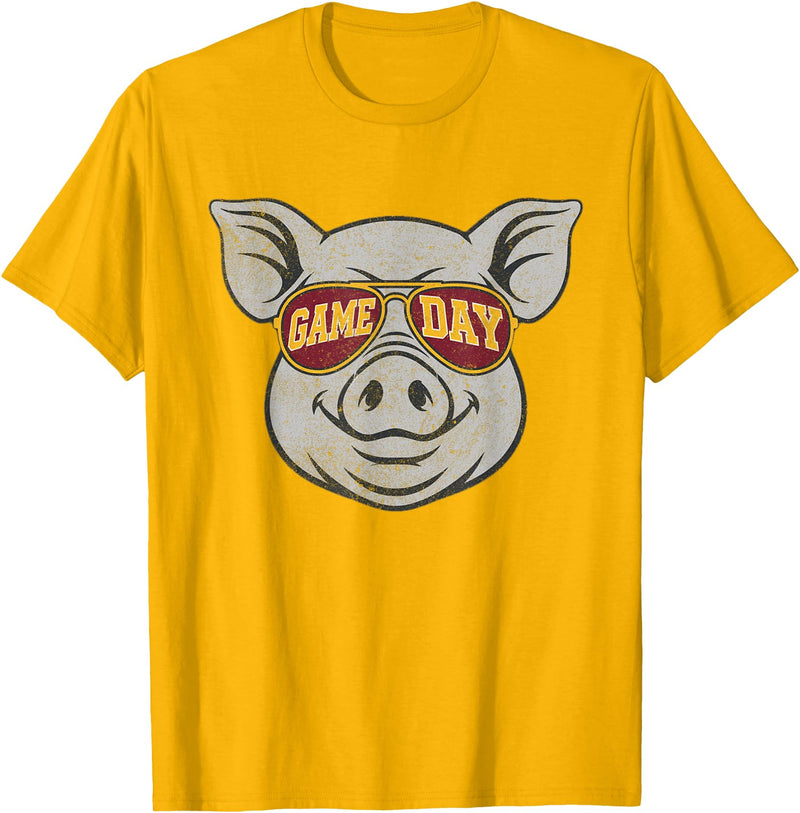Game Day Pig Tee-TShirt Gifts Game Day Pig T-Shirt - Golden Yellow