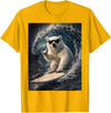 White Bear Surfing Waves Funny Animal Apparel Funny Polar Bear Surfer Catching Waves | Shaka Funny Animal T-Shirt - Golden Yellow