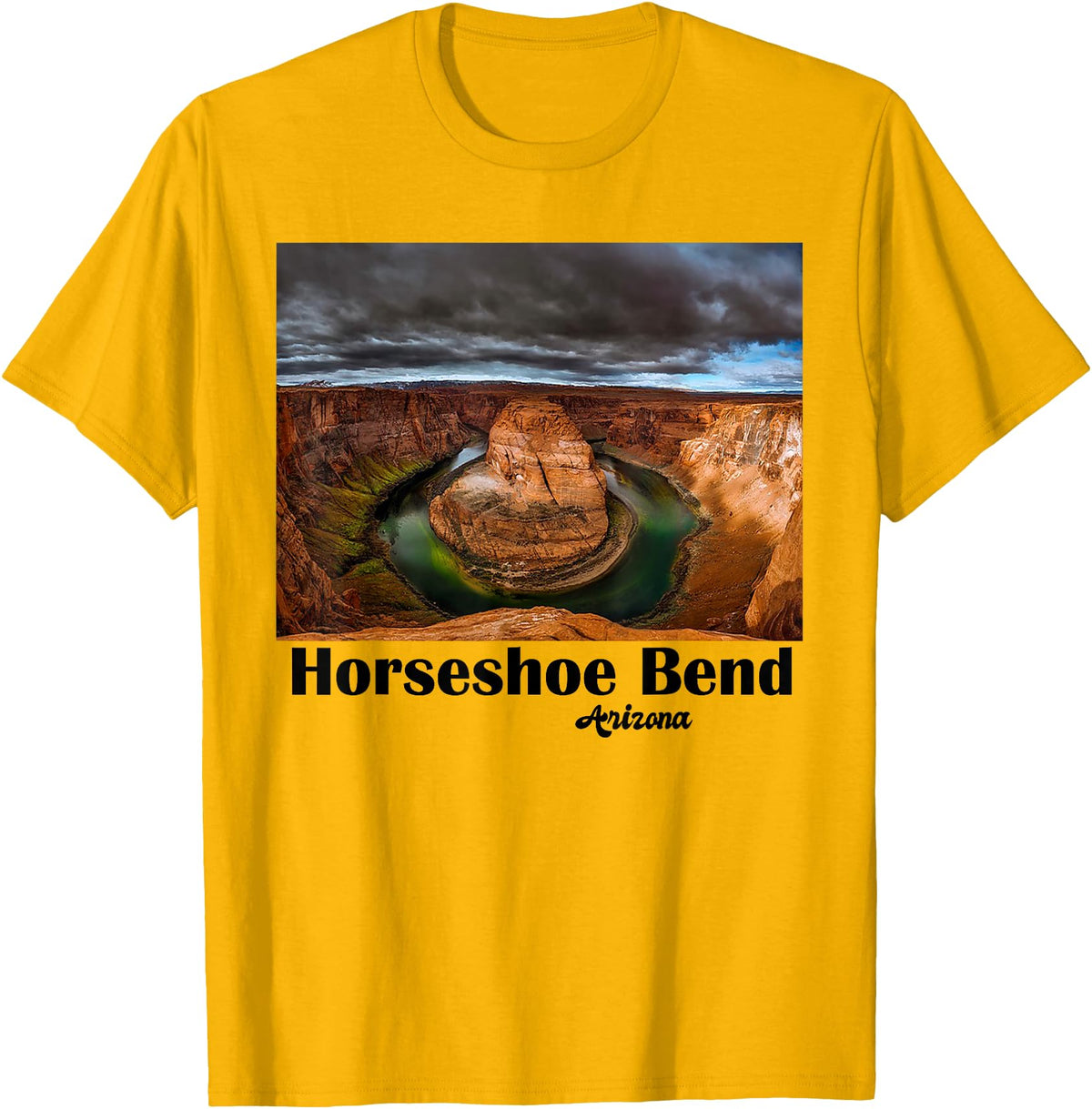 States & Travel Apparel Collection CR Historic Horseshoe Bend Souvenir Page Arizona Lake Powell T-Shirt - Golden Yellow