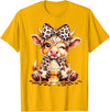 Cute Highland Cow Coffee Addict Leopard Bow Highland Cow Coffee Addict Funny Drink Coffee T-Shirt - Golden Yellow