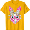 Cute Easter Bunny Bubble Gum Coquette Bow for Girls Women T-Shirt in Golden Yellow