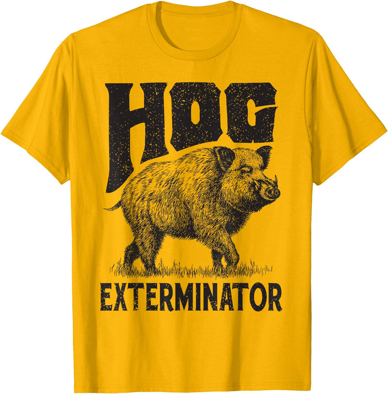 Hunting - Big Ray Designs Funny Hunting Hog Pig Sus Hunting Hog Exterminator apparel T-Shirt - Golden Yellow