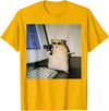 Funny Hamster Meme Cyber Hamster Meme Smoking Humor Computer T-Shirt - Golden Yellow