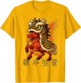 Chinese New Year of Fire Horse 2026 Funny Tee Year of The Fire Horse Zodiac Funny Chinese New Year 2026 T-Shirt - Golden Yellow