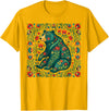 Nordic Scandinavian Folk Art Flower Designs Scandinavian Folk Art Bear Floral Pattern Nordic Animal T-Shirt - Golden Yellow