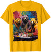Noah&Friends Playing Card Pop Art Gambling Bears Playing Poker Cards T-Shirt - Golden Yellow