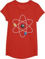 Cool Billiard Design For Men Women Atom Cue Ball Sport Game T-Shirt - Girls Red